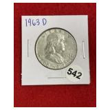 1963 D Franklin Half Dollar Silver Coin