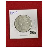 1915 D Barber Half Dollar Silver Coin