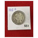 1912 D Barber Half Dollar Silver Coin