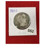 1901 O Barber Half Dollar Silver Coin