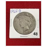 1922 D Peace Silver Dollar Coin