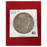 1922 D Peace Silver Dollar Coin
