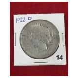 1922 D Peace Silver Dollar Coin