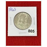 1963 Franklin Half Dollar Silver Coin