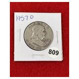 1957 D Franklin Half Dollar Silver Coin