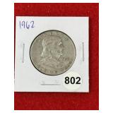 1962 Franklin Half Dollar Silver Coin