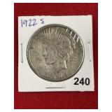 1922 S Peace Silver Dollar Coin