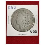 1921 S Morgan Silver Dollar Coin
