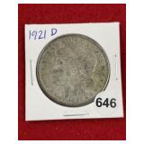 1921 D Morgan Silver Dollar Coin