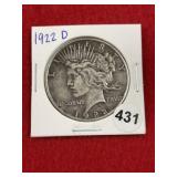 1922 D Peace Silver Dollar Coin