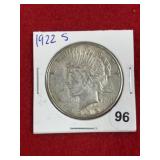 1922 S Peace Silver Dollar Coin
