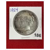 1924 Peace Silver Dollar Coin