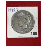1922 S Peace Silver Dollar Coin