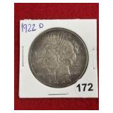 1922 D Peace Silver Dollar Coin