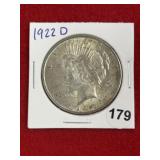 1922 D Peace Silver Dollar Coin