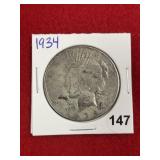 1934 Peace Silver Dollar Coin