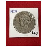 1924 Peace Silver Dollar Coin
