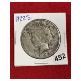 1922 S Peace Silver Dollar Coin