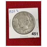 1922 S Peace Silver Dollar Coin