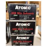 3 , 100 Round Boxes 308 Win Subsonic Ammo