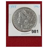 1898 UNC Morgan Silver Dollar Coin