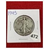 1943 Walking Liberty Half Dollar Silver Coin