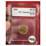1908 ICG - Genuine $2 Gold Coin