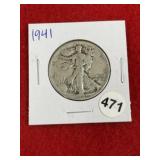1941 Walking Liberty Half Dollar Silver Coin