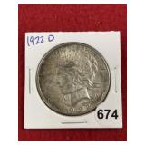1922 D Peace Silver Dollar Coin