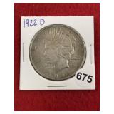 1922 D Peace Silver Dollar Coin