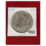 1889 UNC Morgan Silver Dollar Coin