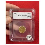 1927 ICG - Genuine $2 Gold Coin