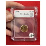 1911 ICG - Genuine $2 Gold Coin
