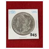 1880 UNC Morgan Silver Dollar Coin