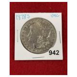 1878 S UNC Morgan Silver Dollar Coin