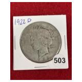 1922 D Peace Silver Dollar Coin