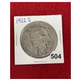 1922 S Peace Silver Dollar Coin