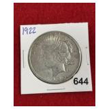 1922 Peace Silver Dollar Coin