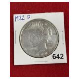 1922 D Peace Silver Dollar Coin