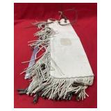 Leather & Fringe Bag with Tassels Indian Artifact