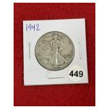 1942 Walking Liberty Half Dollar Silver Coin