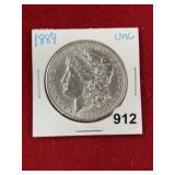1889 UNC Morgan Silver Dollar Coin