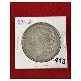 1921 D Morgan Silver Dollar Coin