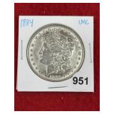 1884 UNC Morgan Silver Dollar Coin