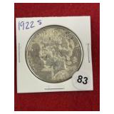 1922 S Peace Silver Dollar Coin
