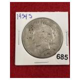 1934 S Peace Silver Dollar Coin