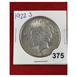 1922 S Peace Silver Dollar Coin