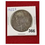 1922 S Peace Silver Dollar Coin