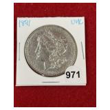 1891 UNC Morgan Silver Dollar Coin