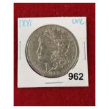 1881 UNC Morgan Silver Dollar Coin